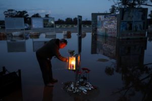 Lighting of the menorah on the third night of the Jewish holiday of Hanukkah at the site of the Nova festival, in Reim