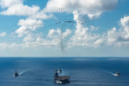 Gerald R. Ford Carrier Strike Group sails with U.S. Air Force B-52 Joint Operations