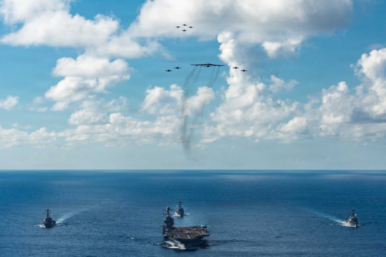 Gerald R. Ford Carrier Strike Group sails with U.S. Air Force B-52 Joint Operations
