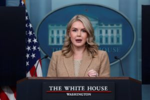 White House Press Secretary Karoline Leavitt holds a press briefing at the White House, in Washington