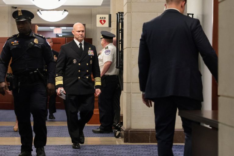 U.S. Navy Admiral Bradley attends classified briefing on U.S. strikes against Venezuelan boats suspected of smuggling drugs