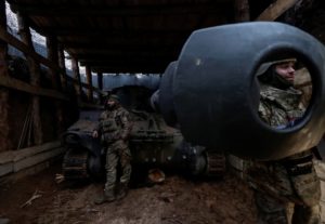 Ukrainian serviceman fire a self-propelled howitzer towards Russian troops near the frontline town of Kostiantynivka