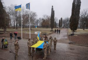 Funeral ceremony for a Ukrainian serviceman at a newly opened military cemetery in Lviv