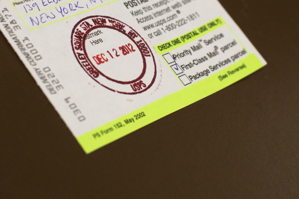 A U.S. Postmark displays the date in New York