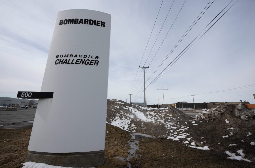 Challenger aircraft under construction at Bombardier's Challenger manufacturing center in Montreal