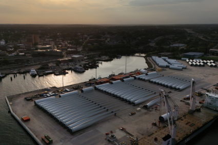 Rotor blades and other parts for for the ongoing construction of the Revolution Wind in New London