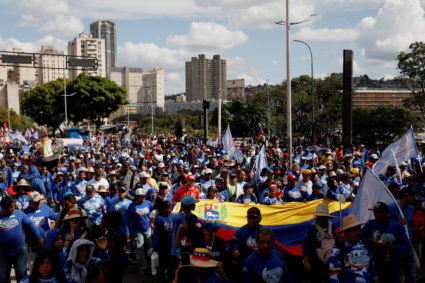 March demanding the release of Nicolas Maduro and his wife Cilia Flores, in Caracas