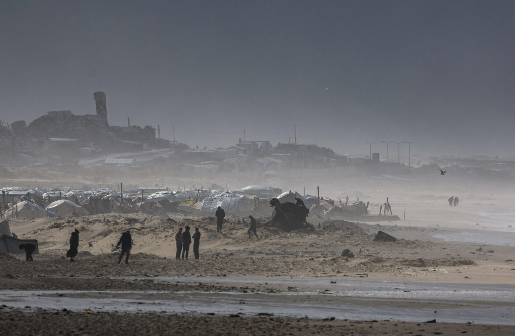 Tents used by displaced Palestinians, in Gaza City