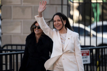 Venezuelan opposition leader Maria Corina Machado meets with U.S. President Donald Trump at the White House in Washington