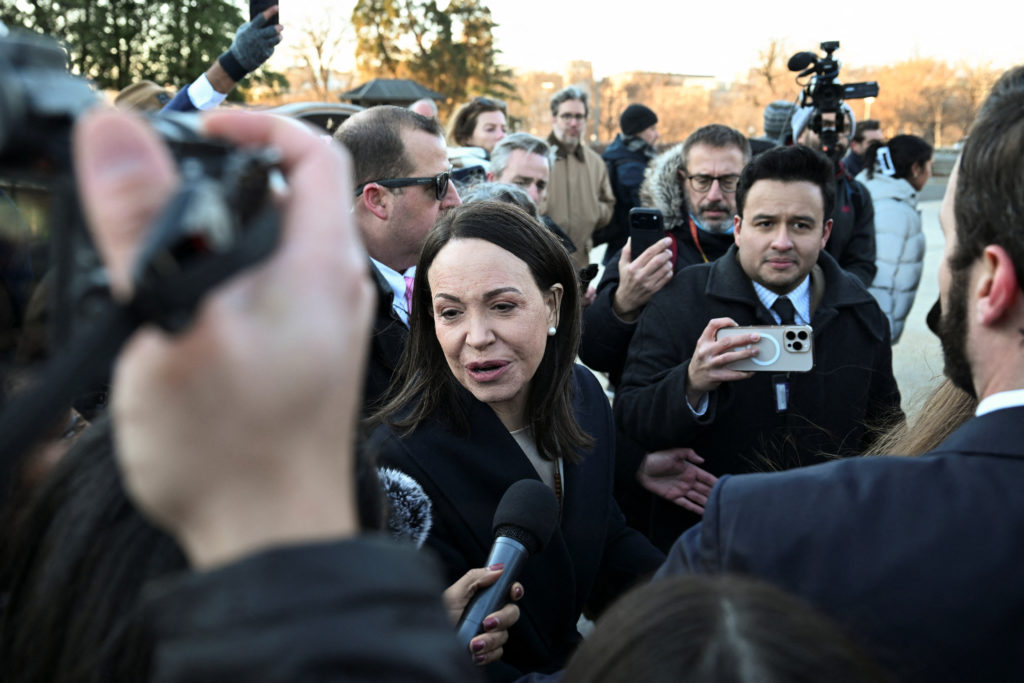 WATCH: Machado tells reporters why she presented her Nobel Peace Prize to Trump