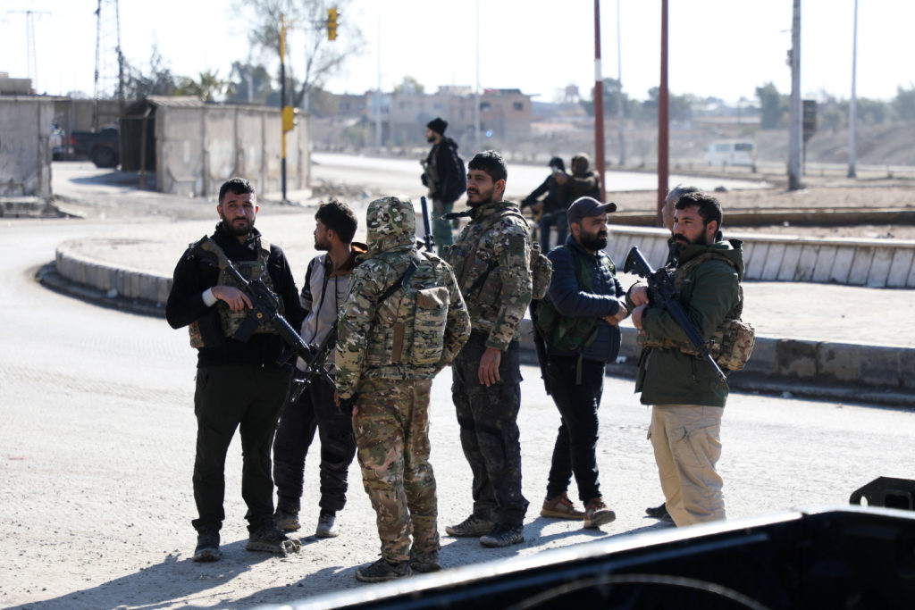 Syrian Democratic Forces (SDF) fighters deployed in Hasakah