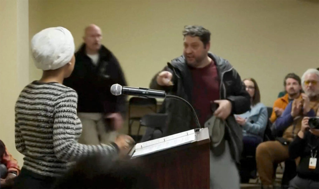 Man arrested after spraying unknown substance on Rep. Ilhan Omar at Minneapolis town hall