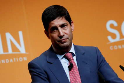 FILE PHOTO: Kevin Warsh speaks during the Sohn Investment Conference in New York City