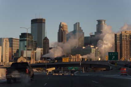 Minneapolis cityscape amid immigration crackdown