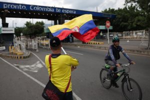 Colombian soldiers patrol the border between Venezuela and Colombia