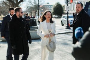 U.S. President Donald Trump meets Venezuelan opposition leader Maria Corina Machado at the White House in Washington