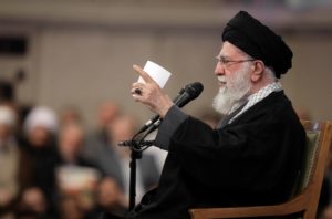 Iran's Supreme Leader Ayatollah Ali Khamenei speaks during a meeting in Tehran