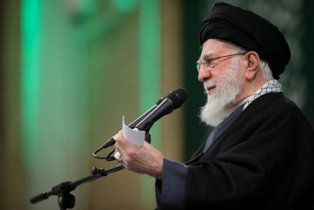 FILE PHOTO: Iran's Supreme Leader Ayatollah Ali Khamenei speaks during a meeting in Tehran