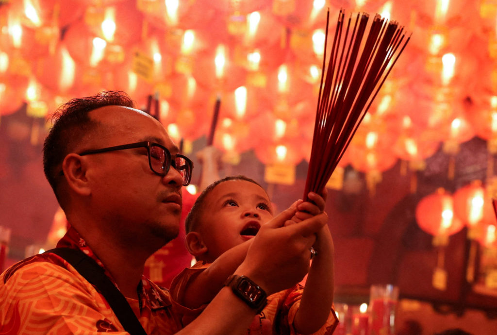 Chinese Lunar New Year's Eve, Year of the Horse at Boen San Bio temple in Tangerang