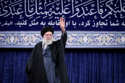 Iran's Supreme Leader Ayatollah Ali Khamenei attends a meeting in Tehran
