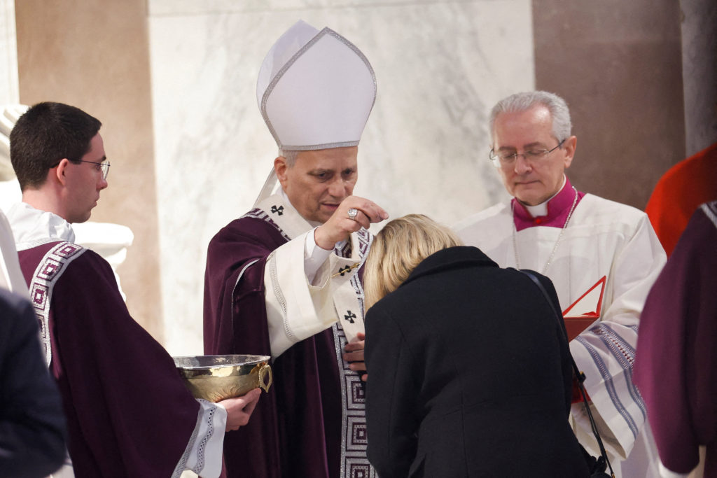 Pope Leo XIV attends the Ash Wednesday Mass at the Santa Sabina Basilica in Rome