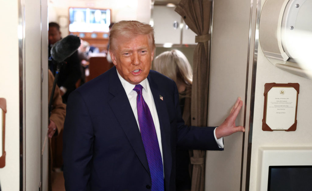 Trump speaks aboard Air Force One