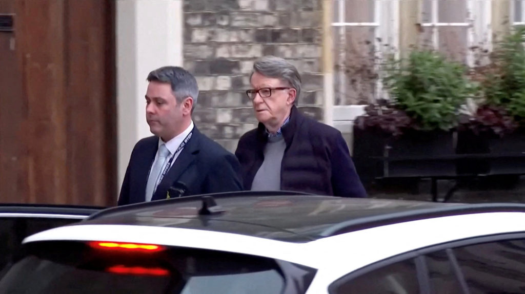 Former UK ambassador to the U.S. Mandelson released on bail after arrest in Epstein probe