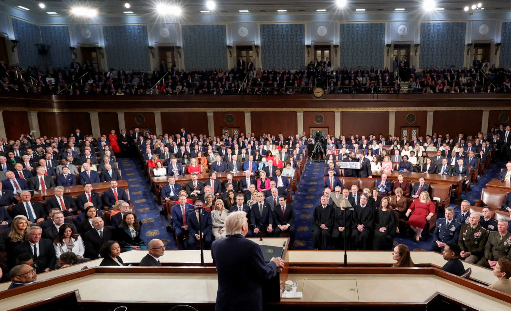 U.S. President Donald Trump delivers the State of the Union address at the U.S. Capitol in Washington D.C.