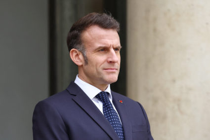 French President Macron at the Elysee Palace in Paris