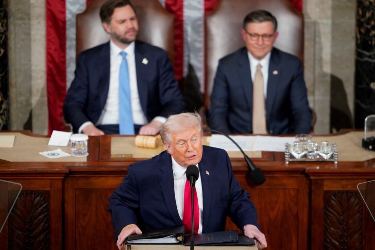 U.S. President Donald Trump delivers the State of the Union address at the U.S. Capitol in Washington D.C.