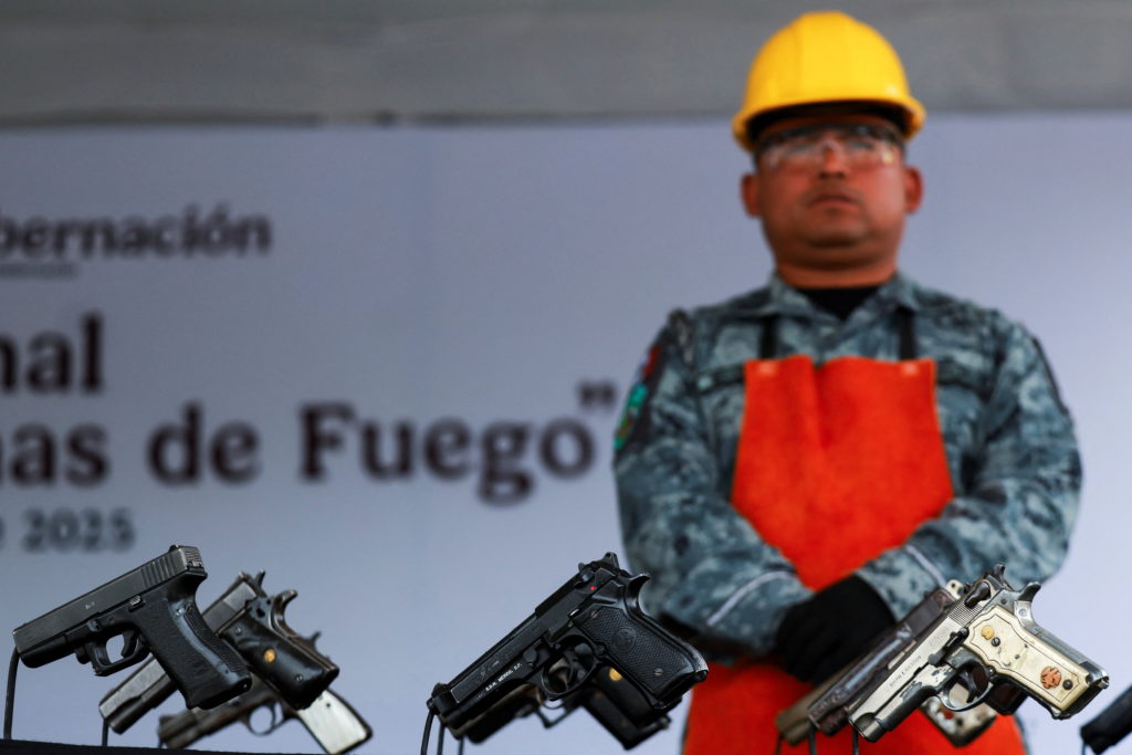 Mexican President Claudia Sheinbaum attends a disarmament campaign in Mexico City