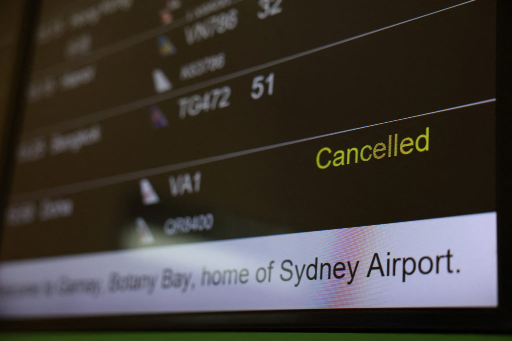 Stranded travellers at Sydney Airport