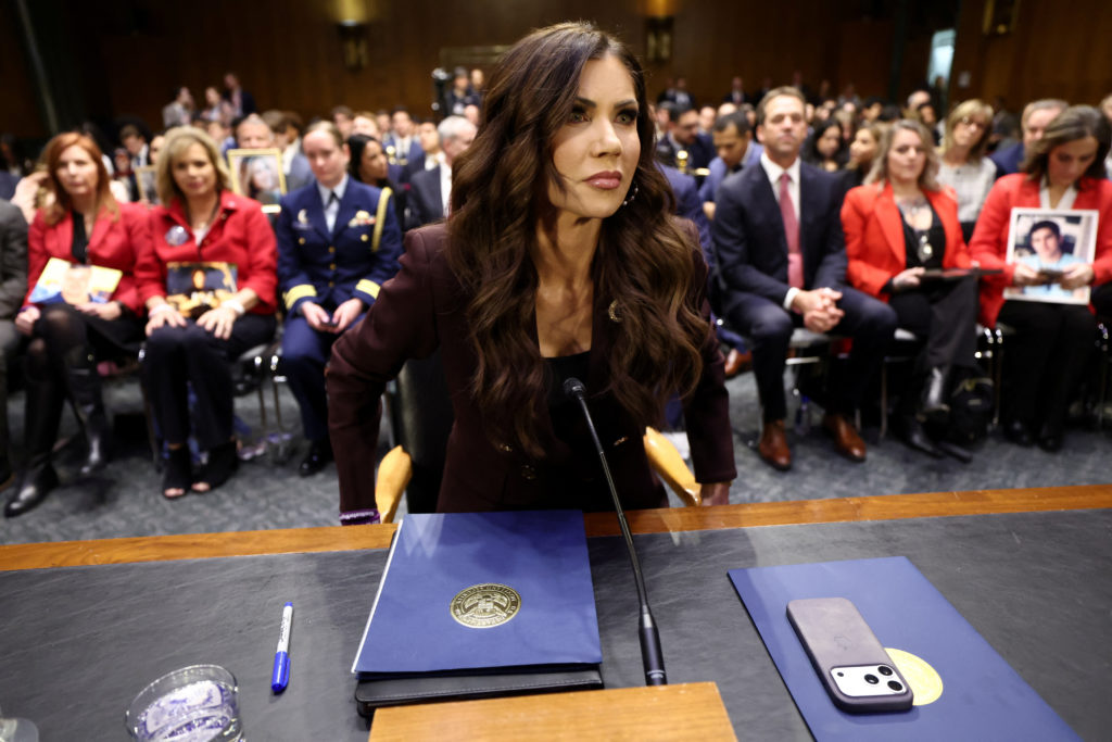 U.S. Homeland Security Secretary Kristi Noem testifies before a Senate Judiciary Committee, on Capitol Hill in Washington