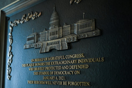 Plaque honoring law enforcement who defended U.S. Capitol on January 6th is installed