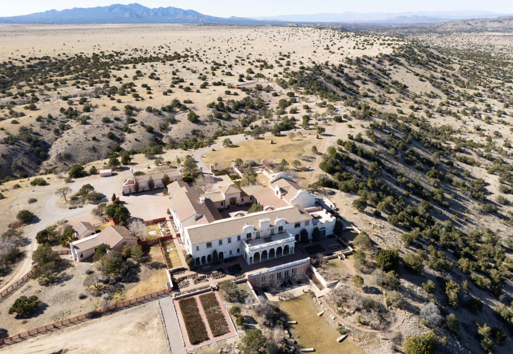 A drone view shows Zorro Ranch, a property formerly owned by Jeffrey Epstein, near Stanley