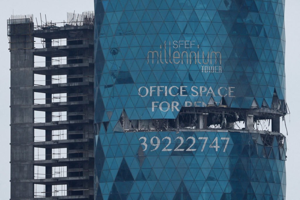 Aftermath of an attack by Iranian drone, in Seef, Manama