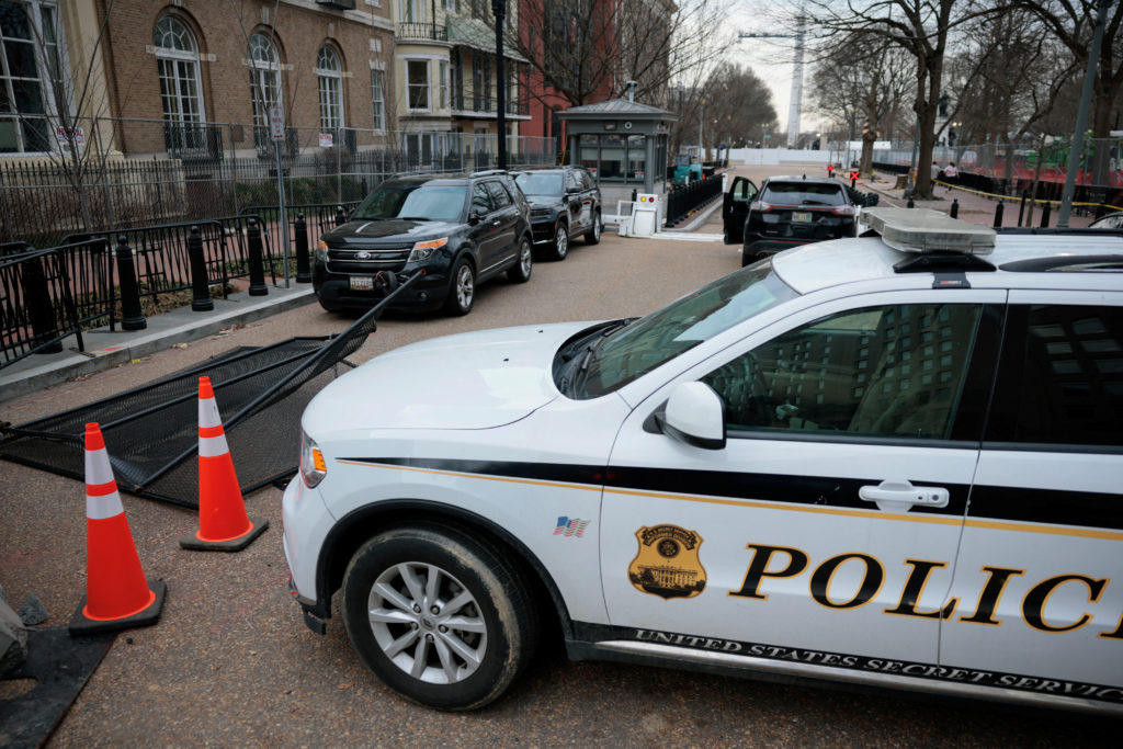 Gate damaged outside the White House in Washington.