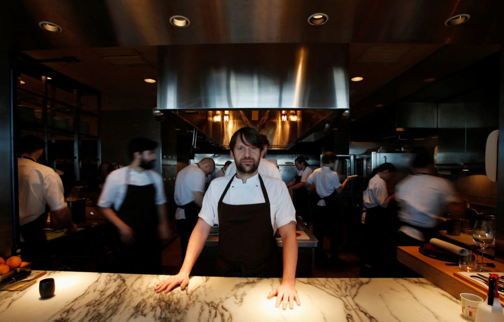 FILE PHOTO: Redzepi poses for pictures after an interview with Reuters at Noma at Mandarin Oriental Tokyo