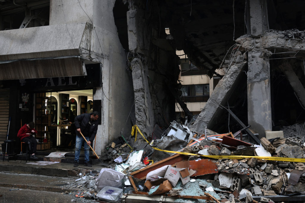 Aftermath of an Israeli strike on a building in central Beirut