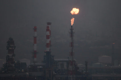 An oil refinery following an Iranian attack which, according to Israel's Energy Ministry, didn't cause "significant damage...