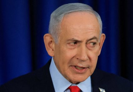 Israeli Prime Minister Benjamin Netanyahu holds a press conference, amid the U.S.-Israel conflict with Iran, in Jerusalem