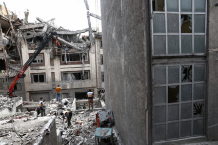 Aftermath of a strike on a residential building in Tehran