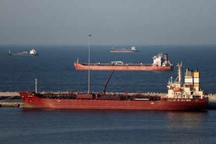 FILE PHOTO: Luojiashan tanker sits anchored in Muscat, as Iran vows to close the Strait of Hormuz, in Muscat