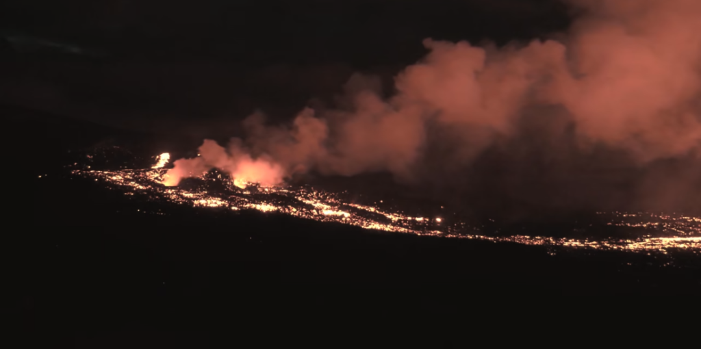 Twin lava fountains from Kilauea volcano trigger park and highway closures