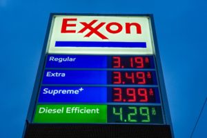 Gas prices are displayed at a fuel station in Dover