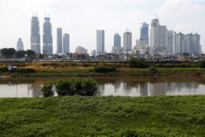 General view of the city skyline of Indonesian capital Jakarta