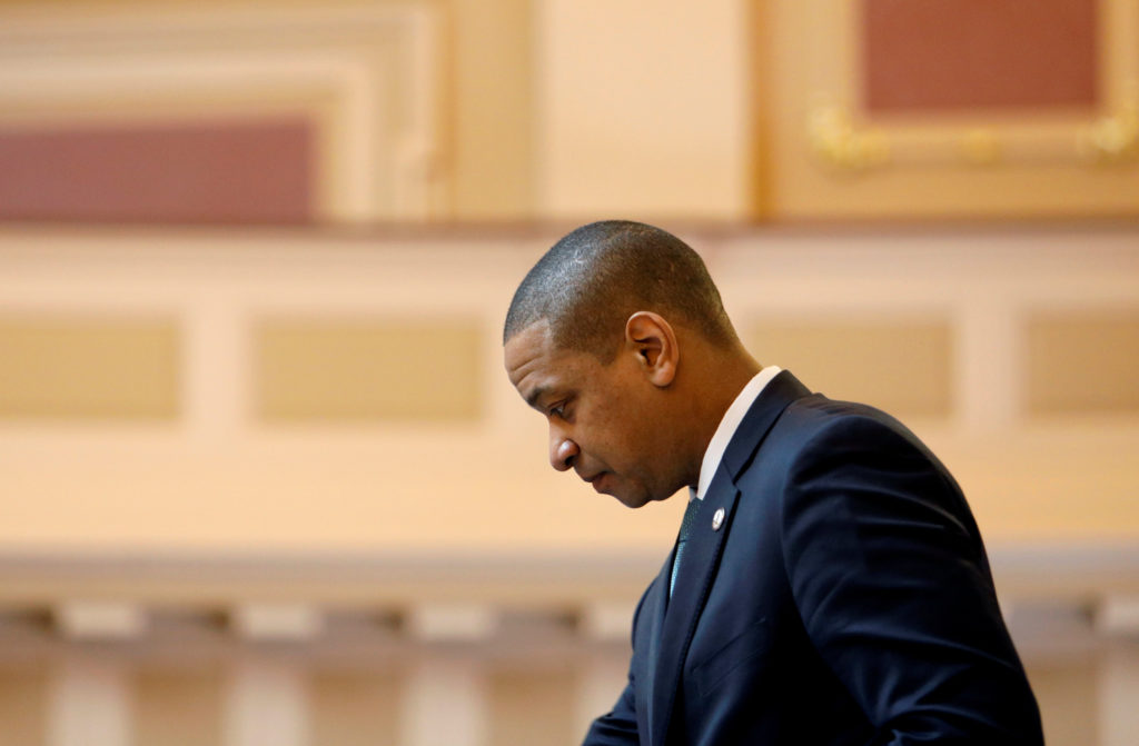 Virginia Lieutenant Governor Justin Fairfax presides over the state's senate in Richmond