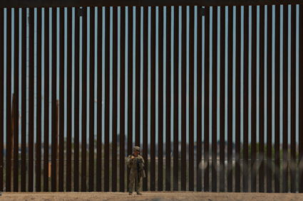 A U.S. soldier loads a Dronebuster to counter drones on the U.S.-Mexico border.