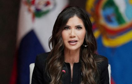 FILE PHOTO: Kristi Noem is seen at Shield of the Americas Summit in Doral, Florida