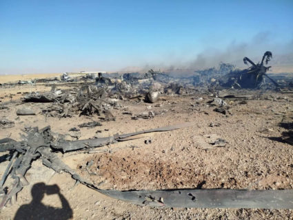 Photos purporting to show U.S. aircraft destroyed during the U.S. mission to find a stranded airman in Iran
